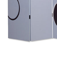 3 Panel Room Divider with Overlapping Circles Pattern, Black and Gray - BM26493