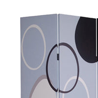 3 Panel Room Divider with Overlapping Circles Pattern, Black and Gray - BM26493