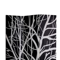 3 Panel Canvas Room Divider with Branch Pattern, Black and White - BM26497