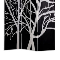 3 Panel Canvas Room Divider with Branch Pattern, Black and White - BM26497