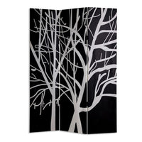 3 Panel Canvas Room Divider with Branch Pattern, Black and White - BM26497