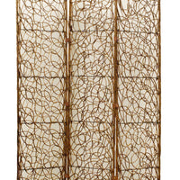 3 Panel Foldable Wooden Screen with Lattice Design, Brown - BM26504