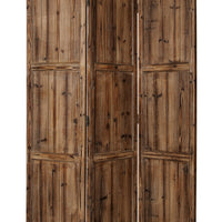 3 Panel Foldable Traditional Wooden Screen with Rustic Touch, Brown - BM26505