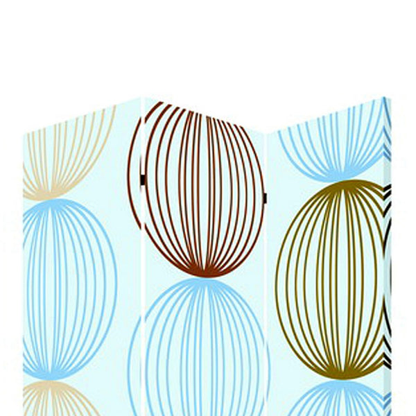 3 Panel Canvas Made Foldable Screen with Sphere Print, Multicolor - BM26518