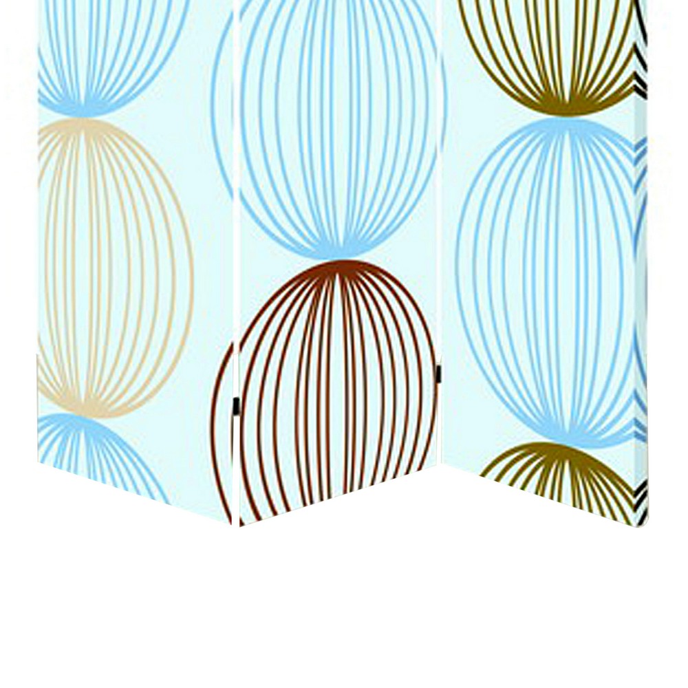 3 Panel Canvas Made Foldable Screen with Sphere Print, Multicolor - BM26518