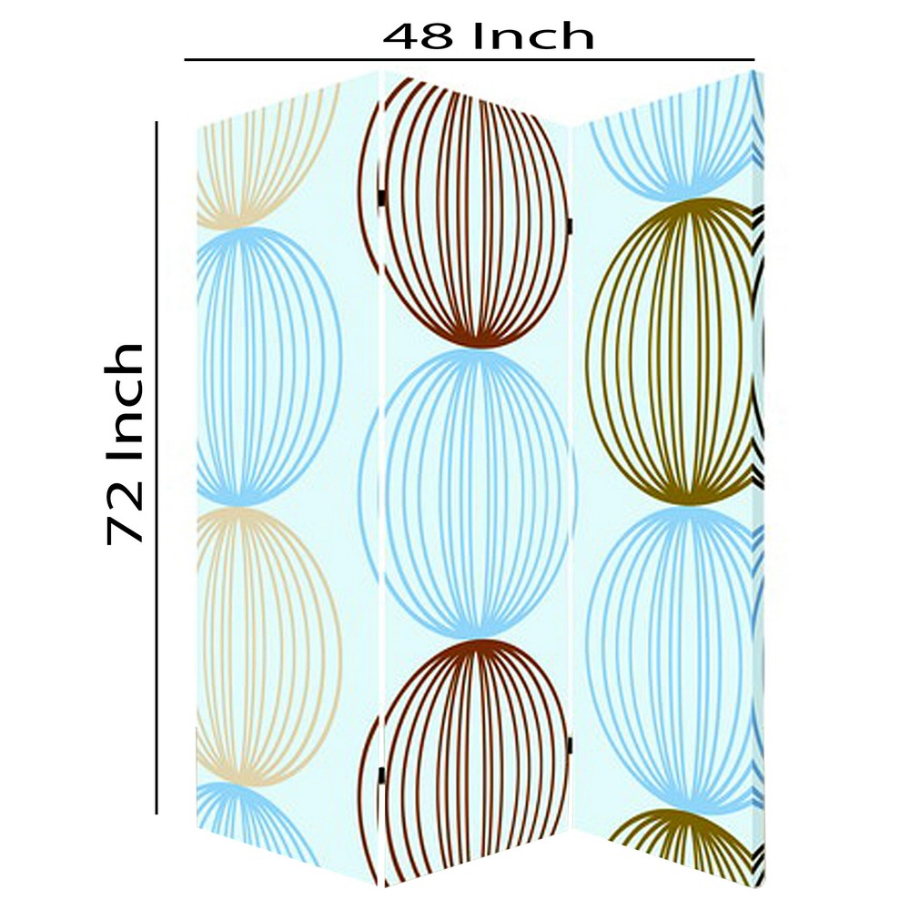 3 Panel Canvas Made Foldable Screen with Sphere Print, Multicolor - BM26518