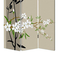 3 Panel Foldable Canvas Screen with Plum Blossom Print , Multicolor - BM26521