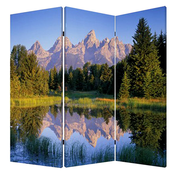 3 Panel Landscape Print Foldable Canvas Screen, Multicolor - BM26525