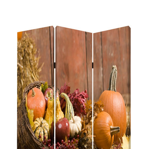 3 Panel Foldable Canvas Screen with Vegetable Still Print, Multicolor - BM26529
