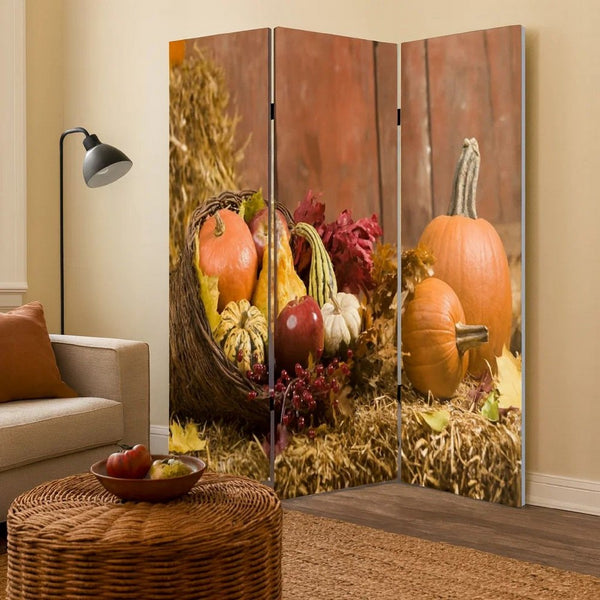 3 Panel Foldable Canvas Screen with Vegetable Still Print, Multicolor - BM26529