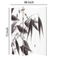 3 Panel Foldable Canvas Screen with Lily Print, Black and White - BM26531