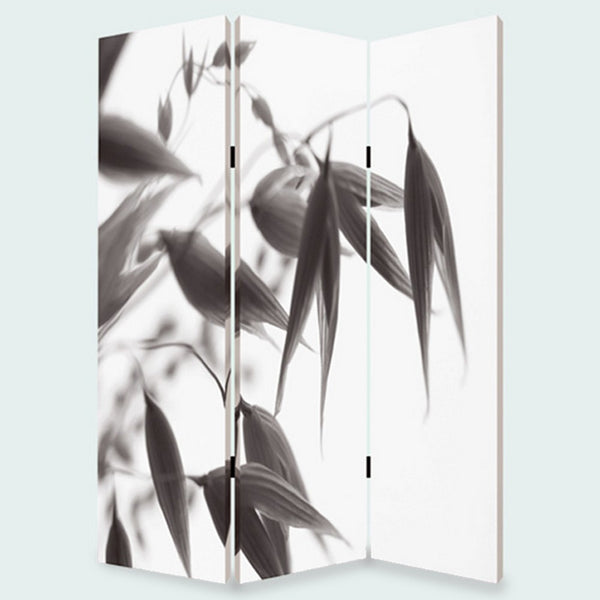 3 Panel Foldable Canvas Screen with Lily Print, Black and White - BM26531