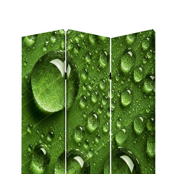 Morning Dew Print Foldable Canvas Screen with 3 Panels, Green - BM26532