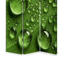 Morning Dew Print Foldable Canvas Screen with 3 Panels, Green - BM26532