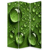Morning Dew Print Foldable Canvas Screen with 3 Panels, Green - BM26532