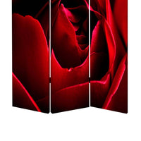 3 Panel Foldable Canvas Screen with Rose Print, Red - BM26536