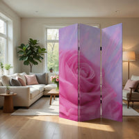 3 Panel Foldable Canvas Screen with Rose Print, Pink - BM26537