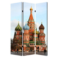 Russian Tower Print Foldable Canvas Screen with 3 Panels, Multicolor - BM26544