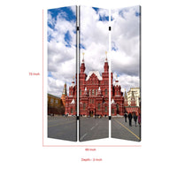 Russian Tower Print Foldable Canvas Screen with 3 Panels, Multicolor - BM26544