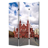Russian Tower Print Foldable Canvas Screen with 3 Panels, Multicolor - BM26544