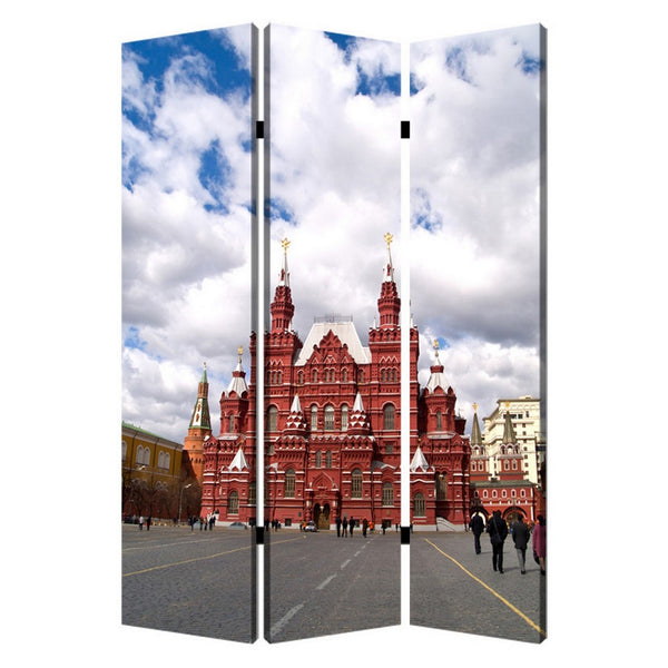 Russian Tower Print Foldable Canvas Screen with 3 Panels, Multicolor - BM26544