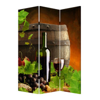 Grape Vine Print Foldable Canvas Screen with 3 Panels, Multicolor - BM26549