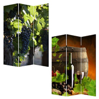 Grape Vine Print Foldable Canvas Screen with 3 Panels, Multicolor - BM26549