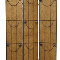 3 Panel Foldable Canvas Grill Screen with Lone Stars, Brown - BM26551
