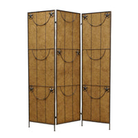 3 Panel Foldable Canvas Grill Screen with Lone Stars, Brown - BM26551