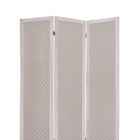 3 Panel Transitional Fabric Screen with Floral Details, Brown - BM26552