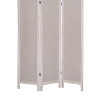 3 Panel Transitional Fabric Screen with Floral Details, Brown - BM26552