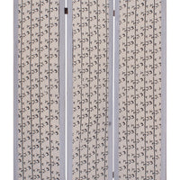 3 Panel Transitional Fabric Screen with Leaf Print, Beige and Gray - BM26553