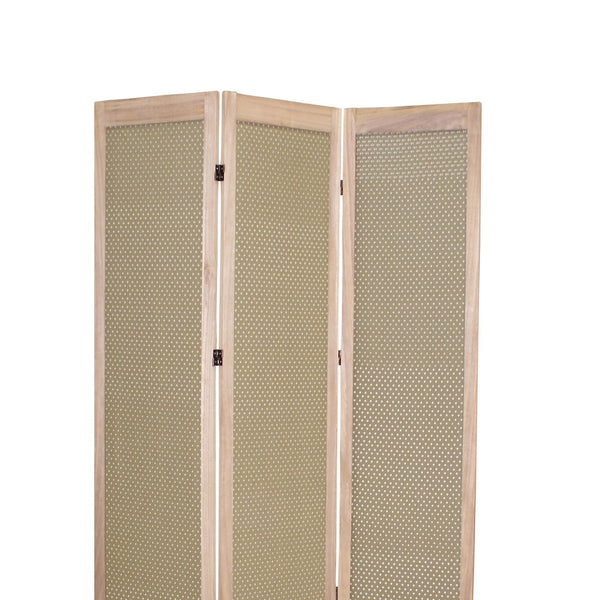 3 Panel Transitional Fabric Screen with Dotted Star Print, Brown - BM26555