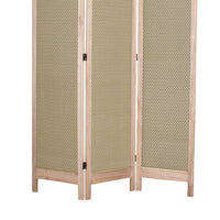 3 Panel Transitional Fabric Screen with Dotted Star Print, Brown - BM26555