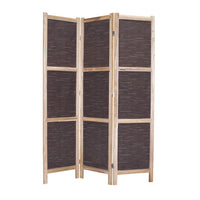 3 Panel Transitional Fabric Screen with Cloth Texture Print, Brown - BM26557