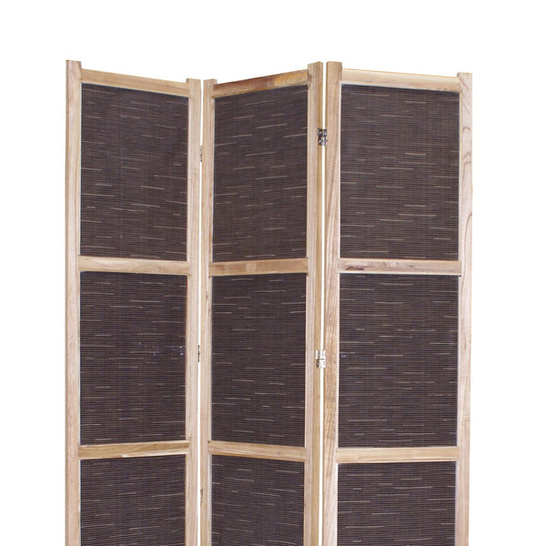3 Panel Transitional Fabric Screen with Cloth Texture Print, Brown - BM26557