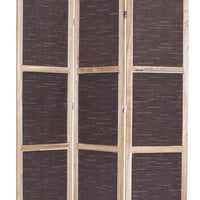 3 Panel Transitional Fabric Screen with Cloth Texture Print, Brown - BM26557