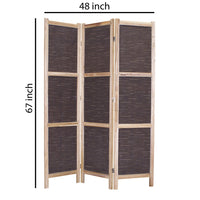 3 Panel Transitional Fabric Screen with Cloth Texture Print, Brown - BM26557