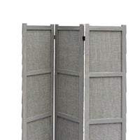 3 Panel Modern Fabric Screen with Wooden Frame, Gray - BM26558