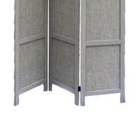 3 Panel Modern Fabric Screen with Wooden Frame, Gray - BM26558