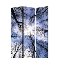 3 Panel Foldable Canvas Screen with Tree Print, Black - BM26561