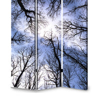3 Panel Foldable Canvas Screen with Tree Print, Black - BM26561
