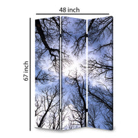 3 Panel Foldable Canvas Screen with Tree Print, Black - BM26561