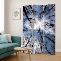 3 Panel Foldable Canvas Screen with Tree Print, Black - BM26561