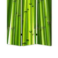 3 Panel Foldable Room Divider with Bamboo Design Print, Green - BM26562