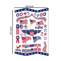 3 Panel American Flag Print Foldable Room Divider, Multicolor - BM26564