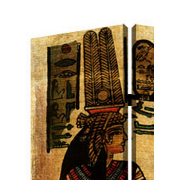 3 Panel Egyptian Safari Print Foldable Room Divider, Multicolor - BM26566