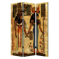 3 Panel Egyptian Safari Print Foldable Room Divider, Multicolor - BM26566