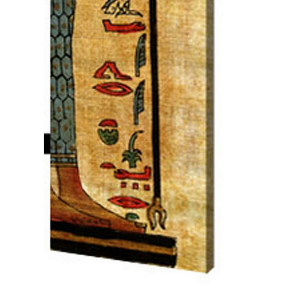 3 Panel Egyptian Safari Print Foldable Room Divider, Multicolor - BM26566