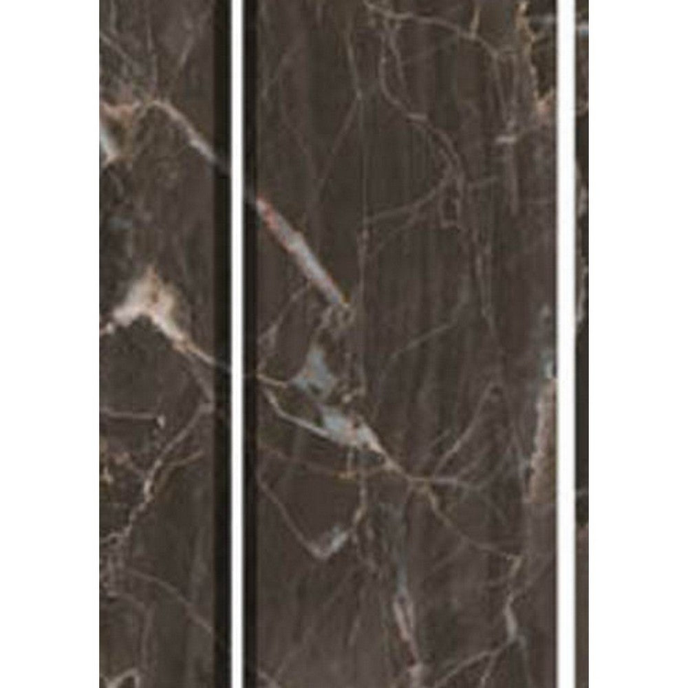 3 Panel Marble Print Canvas Room Divider, Dark Brown - BM26567